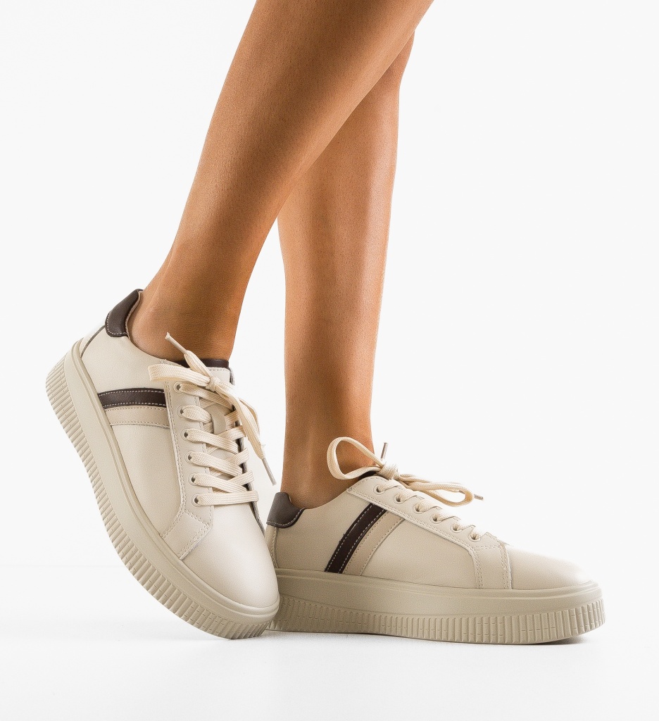 Sneakers Dama Wansa Bej 2 | Confort și Stil - imagine 2