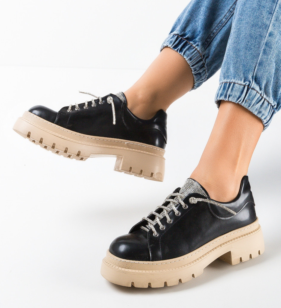Pantofi Casual Dama Friday Negri Confortabili - imagine 3