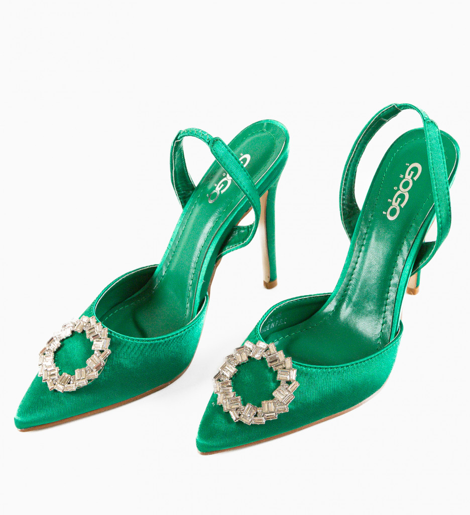 Pantofi Heilwig Verzi cu Toc Eleganți