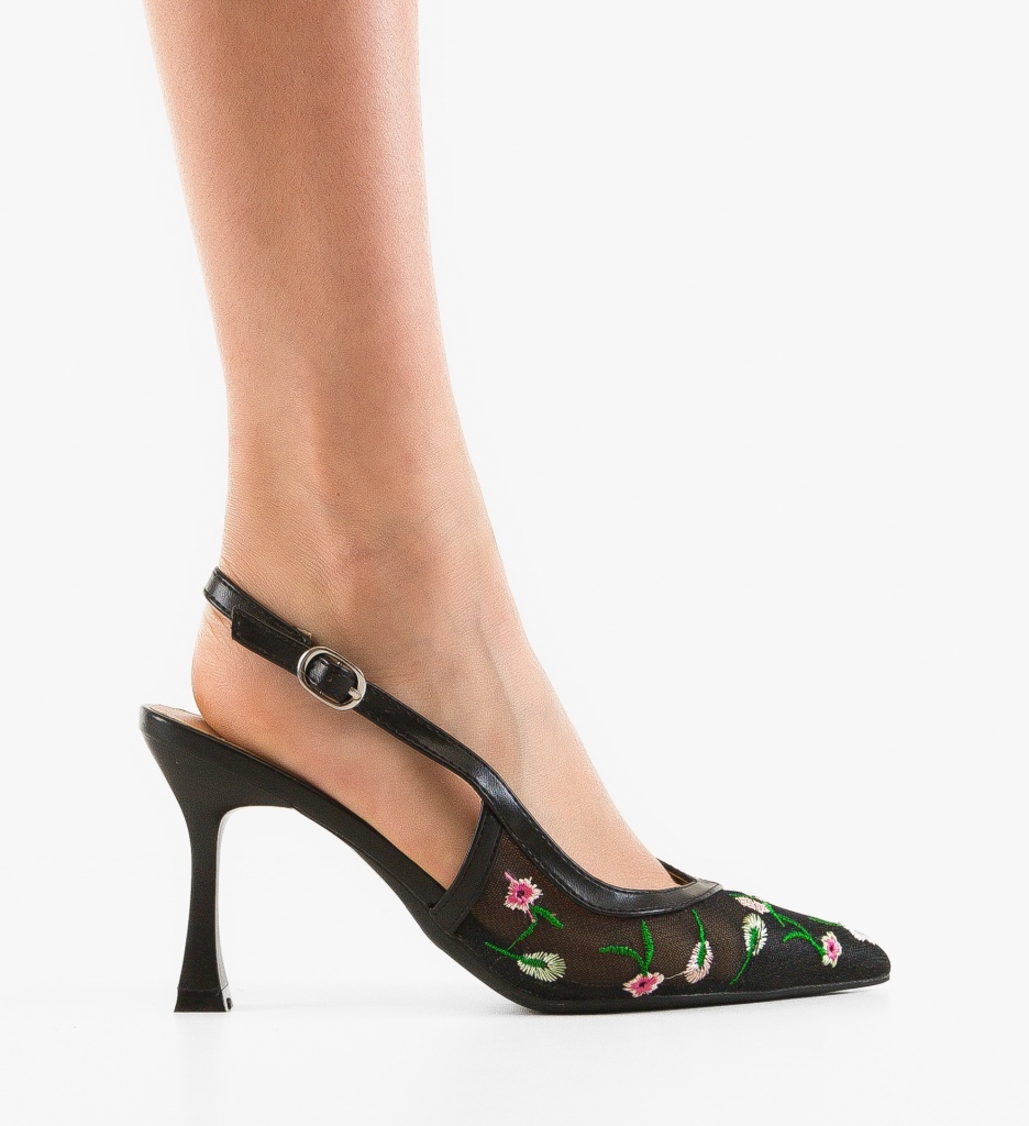 Pantofi dama Horn Negri eleganți cu toc - imagine 12