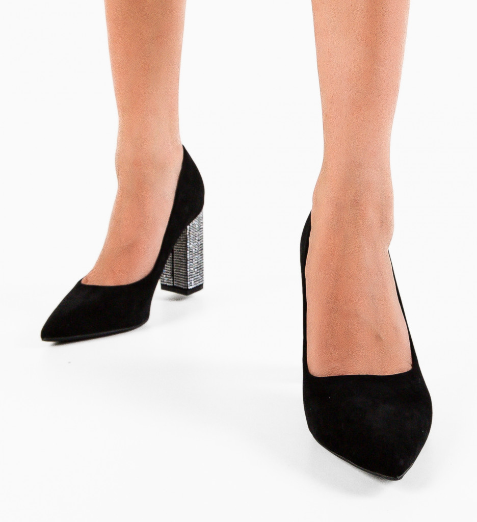 Pantofi Dama Evely Negri Eleganți cu Toc - imagine 2