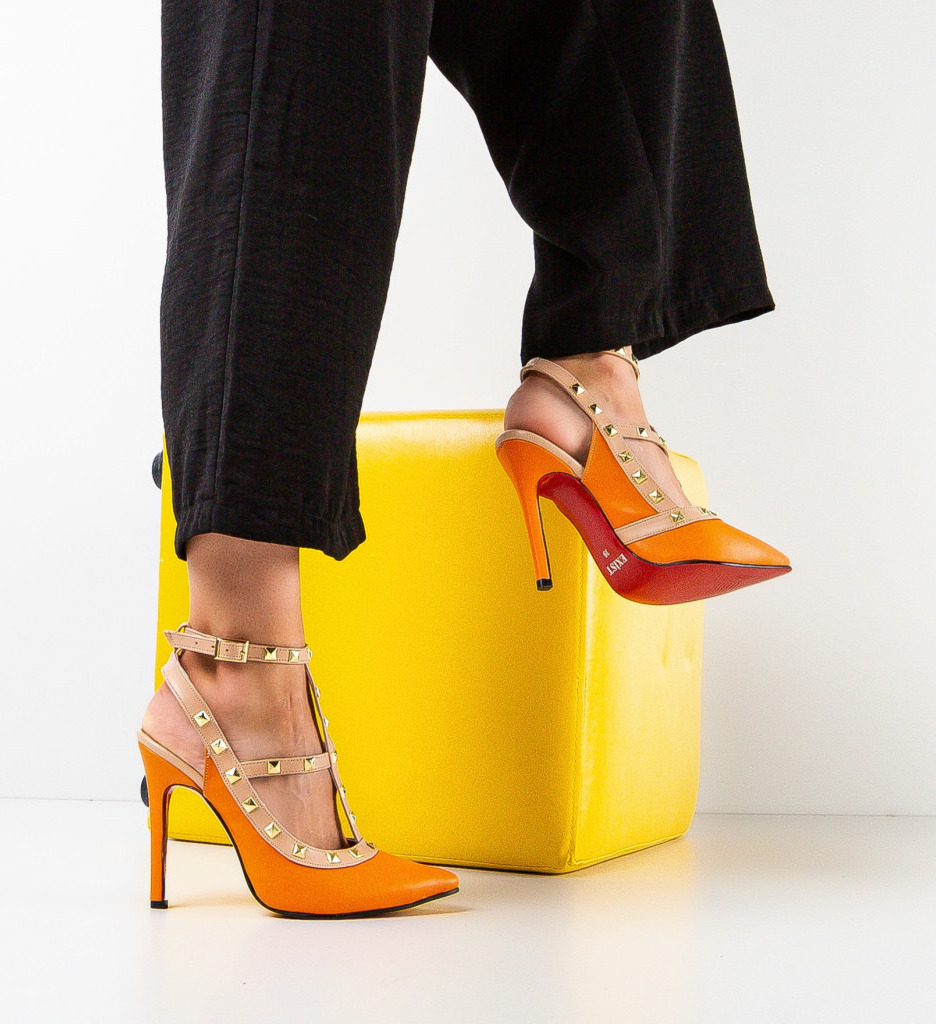 Pantofi dama Habile Portocalii - Eleganță și Stil - imagine 3