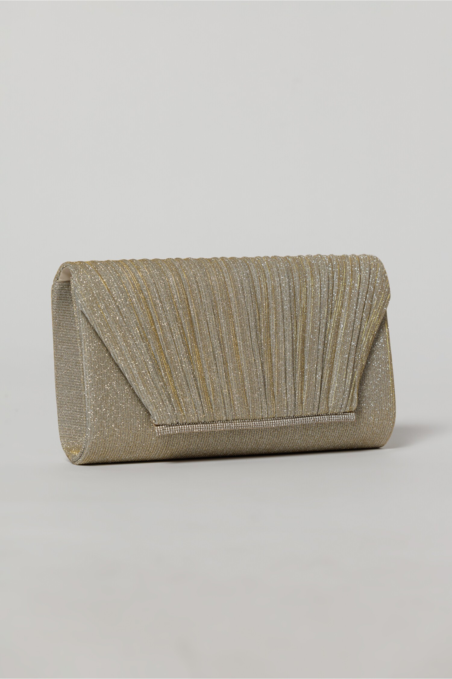 Clutch Auriu Elegant din Lurex cu Lanț Detasabil
