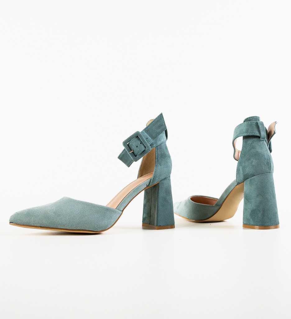 Pantofi Ramzam Verzi cu Toc Eleganți - imagine 5