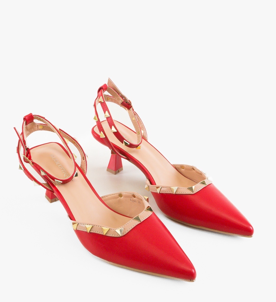 Pantofi Damă Uabare Roșii cu Toc Eleganți - imagine 5