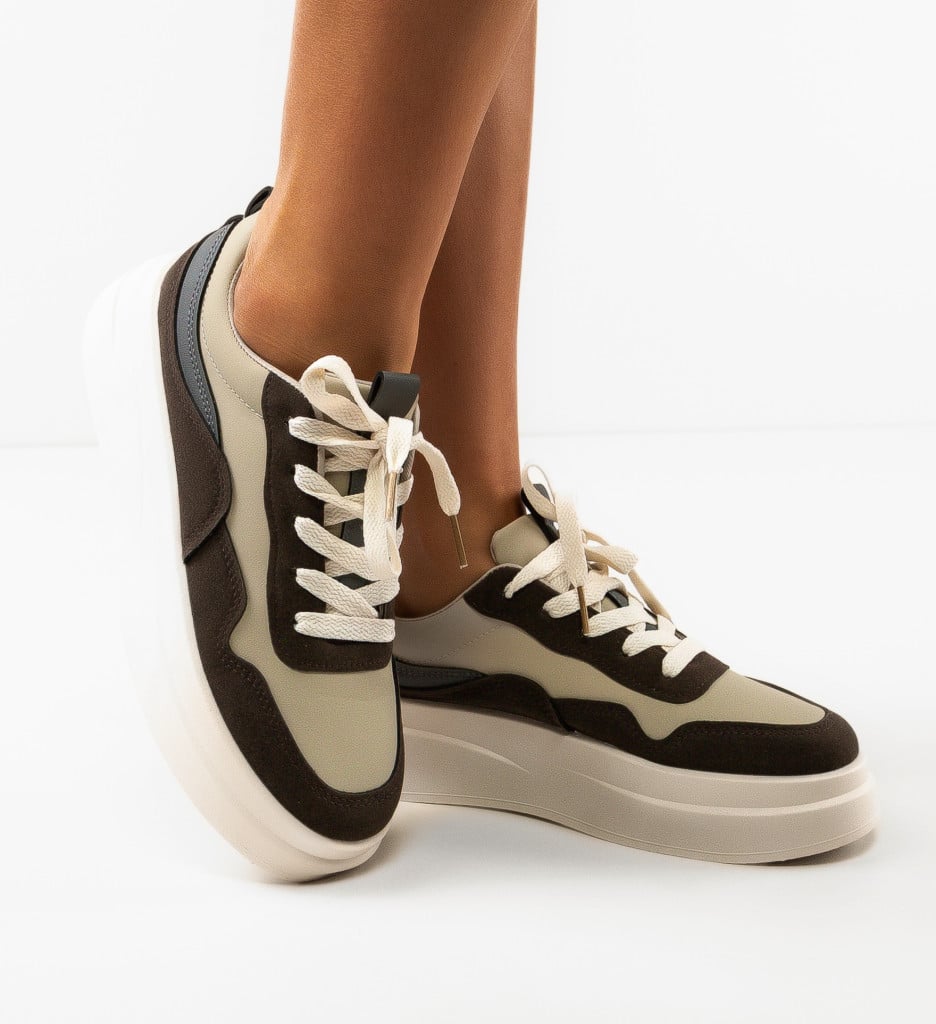 Sneakers Dama Oradela Khaki | Confort și Stil - imagine 4