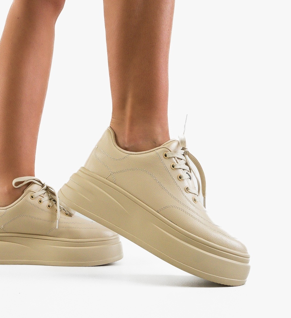 Sneakers Dama Bygdan Bej - Confort Urban - imagine 7