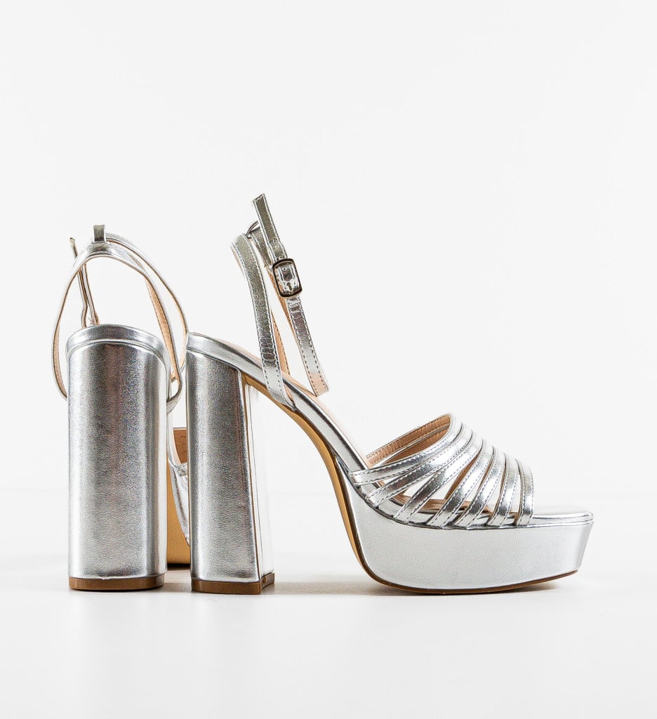 Sandale cu Toc Odom Argintii - Stil Elegant - imagine 8