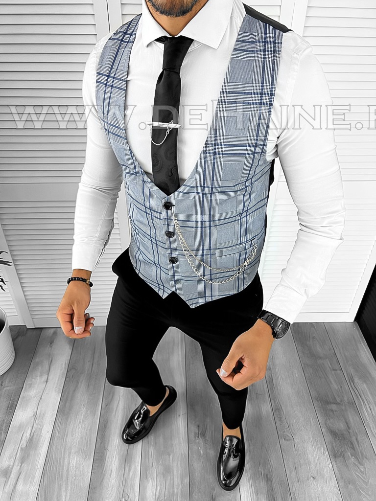 Vesta Barbati Slim Fit Albastra | Look Elegant