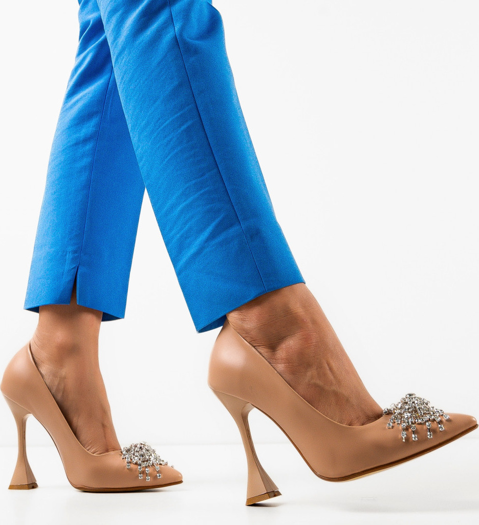 Pantofi Dama Yerer Nude cu Toc Elegant