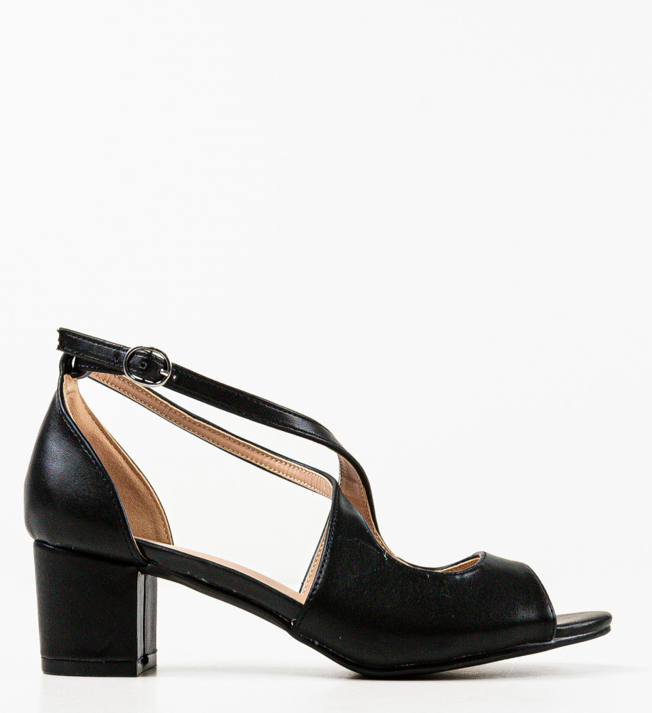 Sandale Dama Lifez Negre cu Toc Elegante - imagine 3