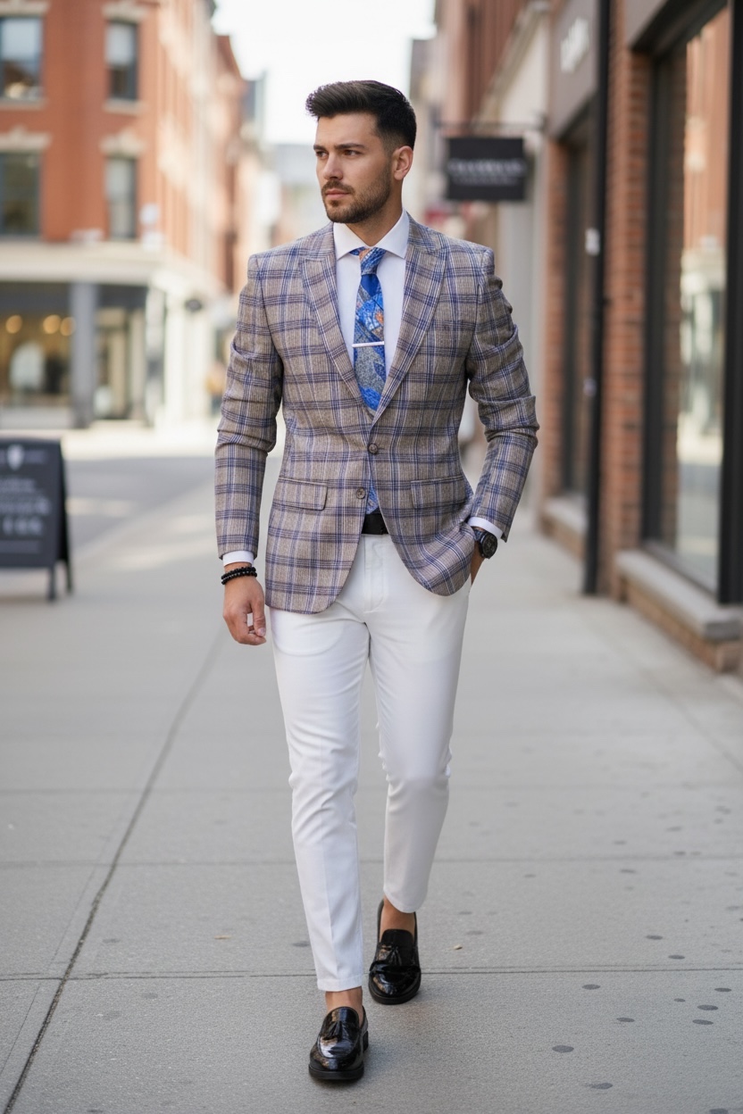 Sacou barbati carouri slim fit elegant - imagine 2