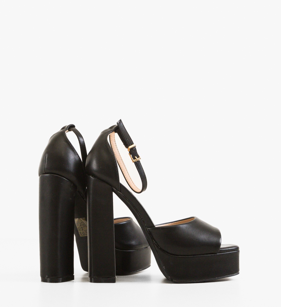 Sandale cu toc Flora Negre | Eleganță și Stil - imagine 4