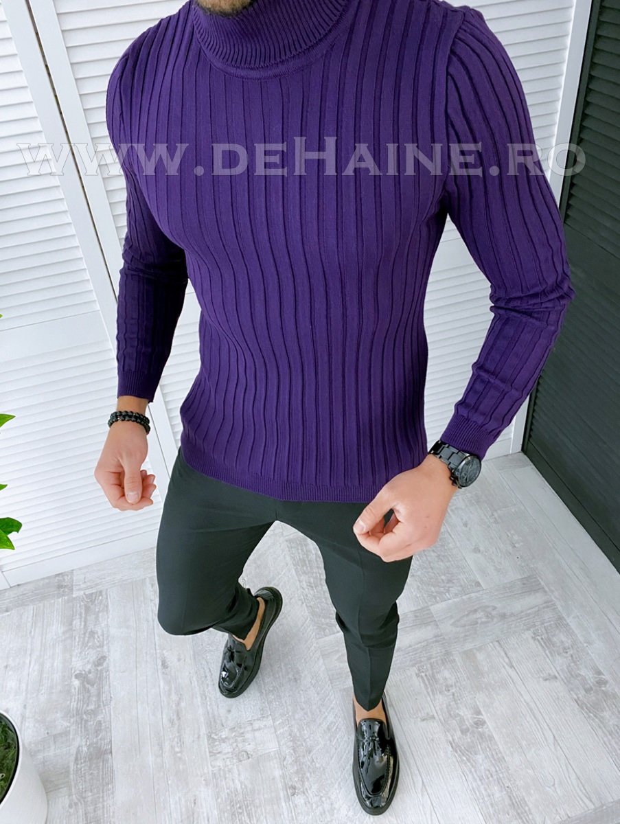 Helancă Bărbați Slim Fit Mov | Design Modern