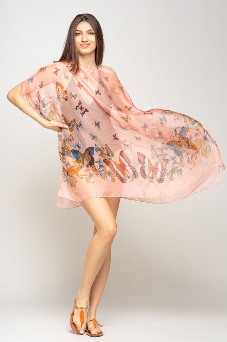 Rochie Poncho Plaja Shopika - Roz Eleganta