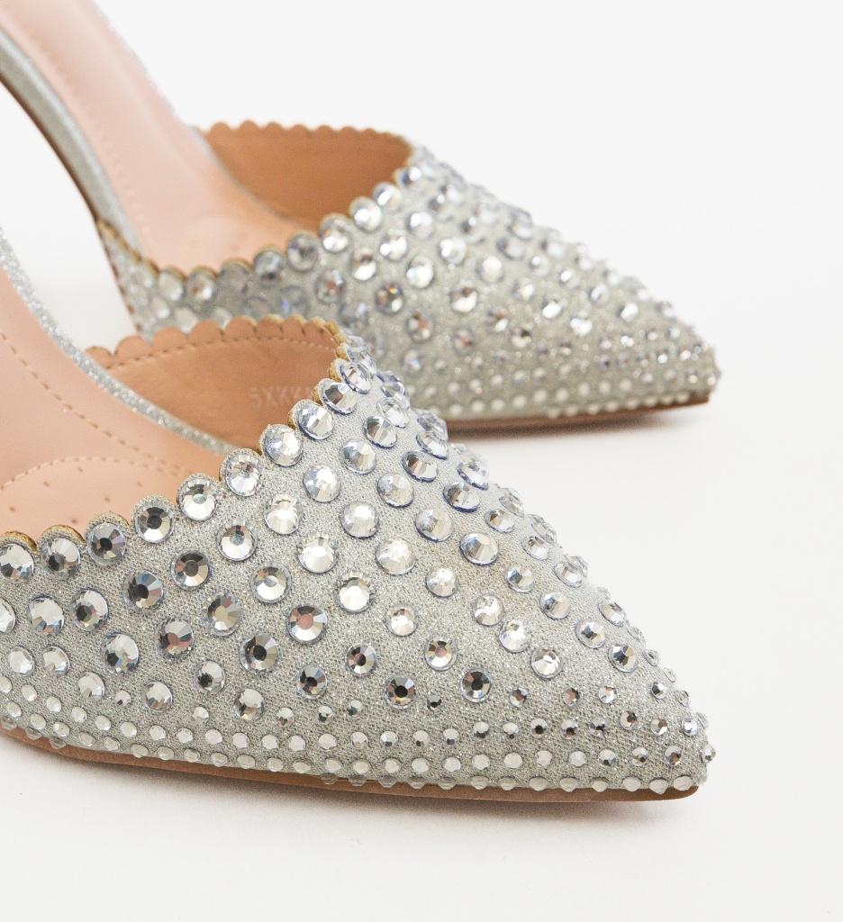 Pantofi dama Ammele Argintii eleganti - imagine 5