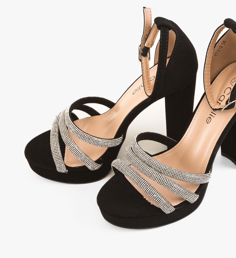 Sandale cu toc Avila Negre | Eleganță și Stil - imagine 5
