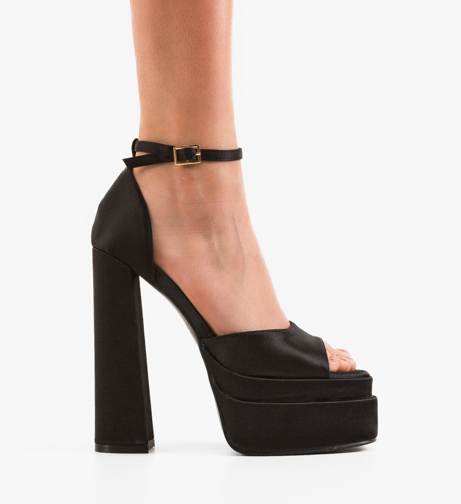 Sandale Haynes Negre cu Toc Elegant - imagine 6
