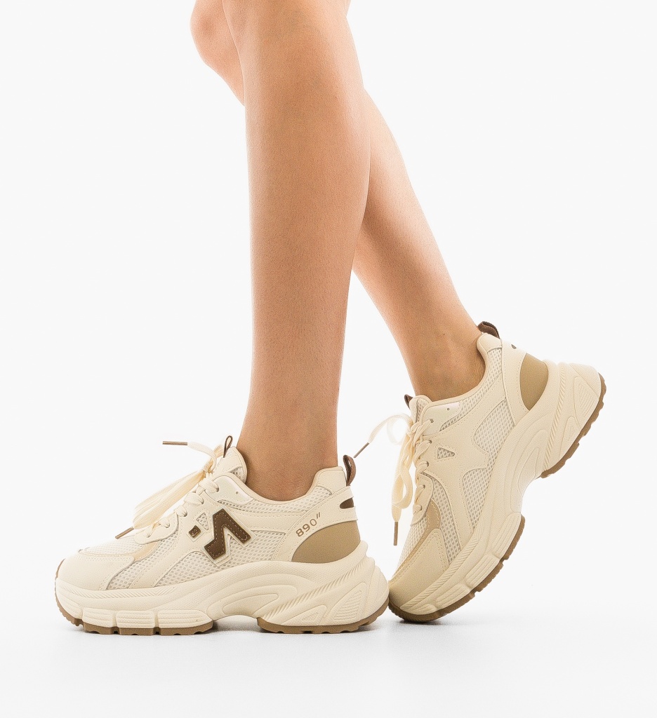 Sneakers Dama Bej Serigiu | Confort & Stil - imagine 2