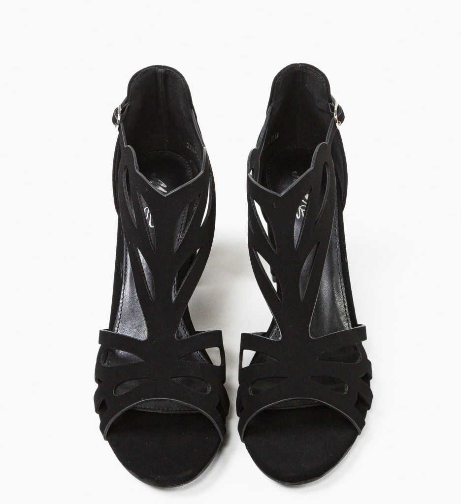 Sandale Bassam Negre Elegante cu Toc - imagine 4