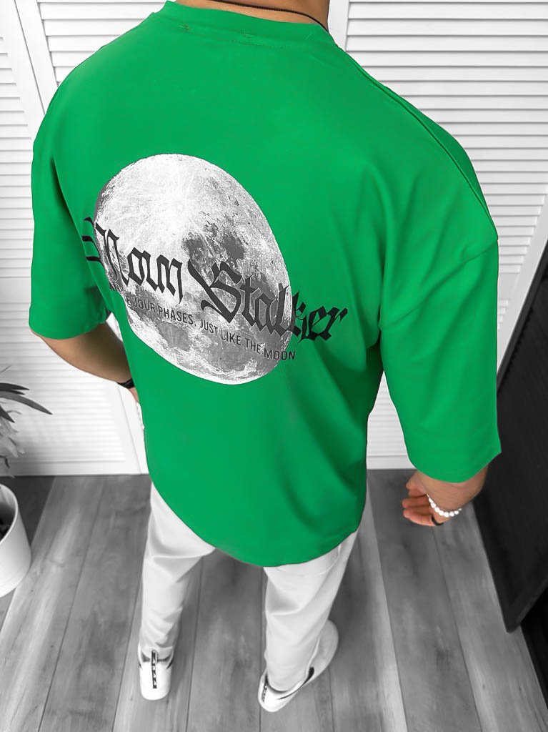 Tricou Fashion Barbati Verde cu Imprimeu Spate