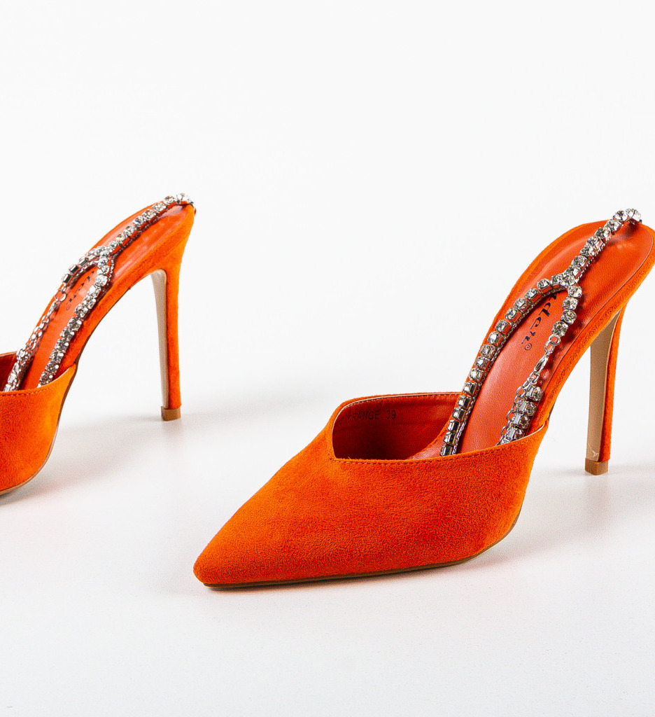 Pantofi Jole Portocalii cu Toc Eleganți - imagine 6