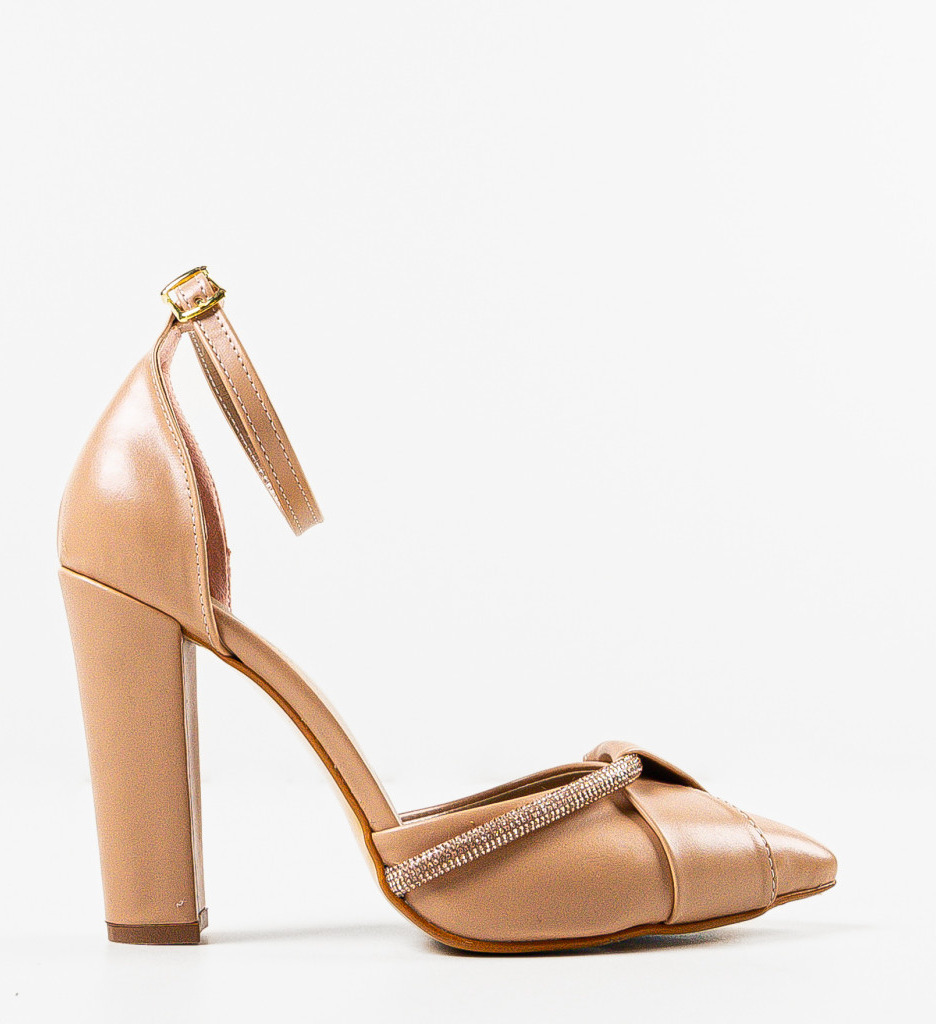 Pantofi dama Loryna Nude cu toc elegant - imagine 4