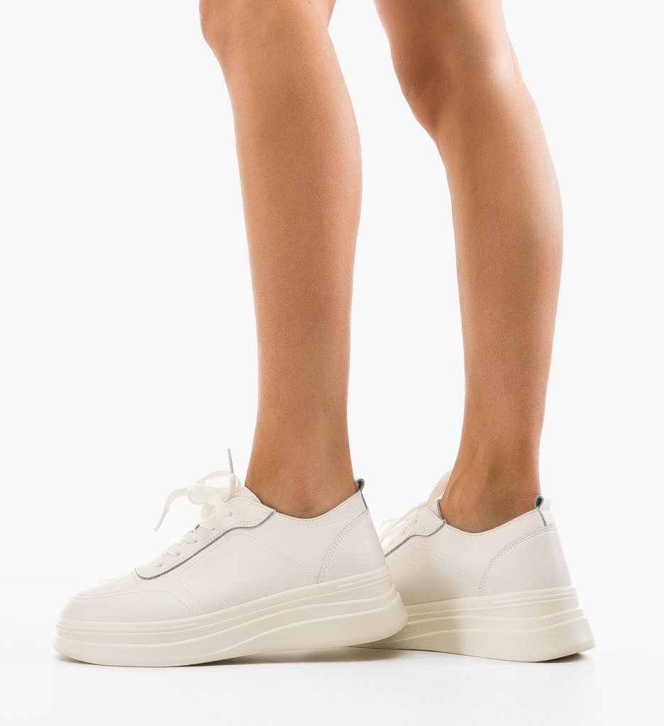 Sneakers Dama Haley Albi - Confort și Stil Urban - imagine 2