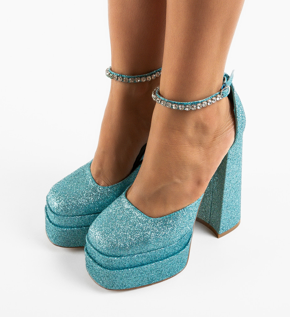 Pantofi Vestrok Albastri cu Toc Eleganți - imagine 3