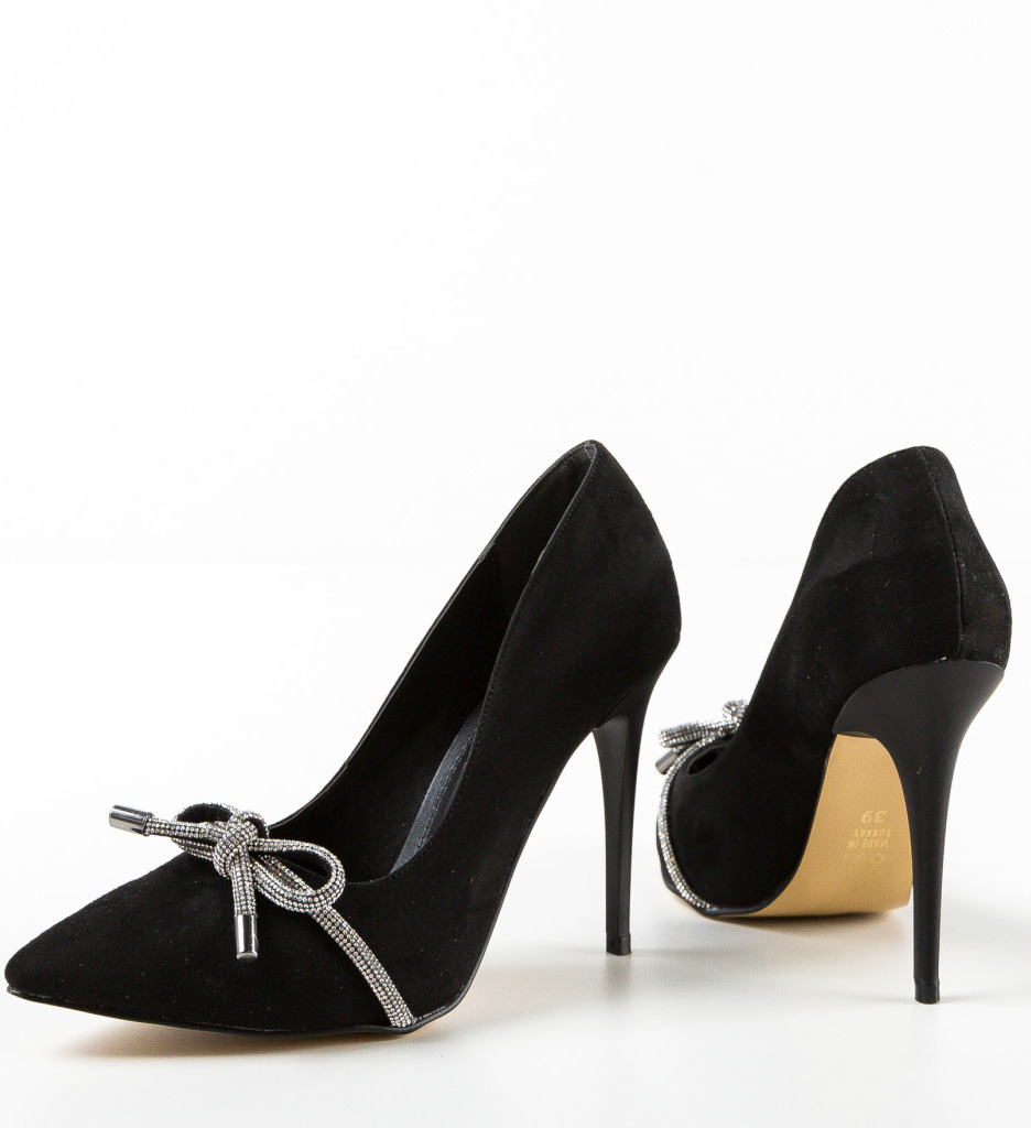 Pantofi Kroba Negri Eleganți cu Toc - imagine 7