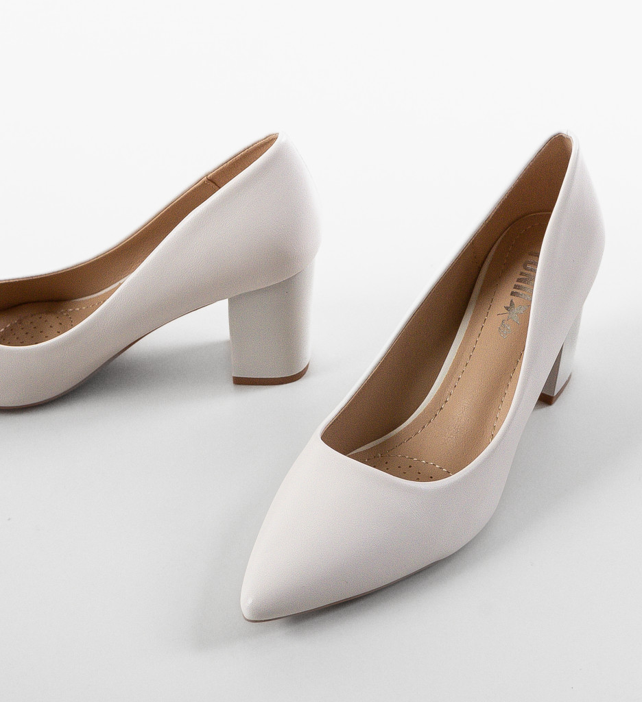 Pantofi cu Toc Mylkay Albi | Eleganță și Stil - imagine 7