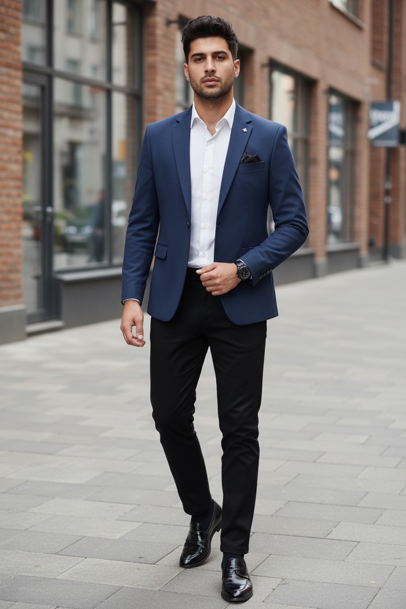 Sacou Elegant Bleumarin Slim Fit pentru Barbati - imagine 2