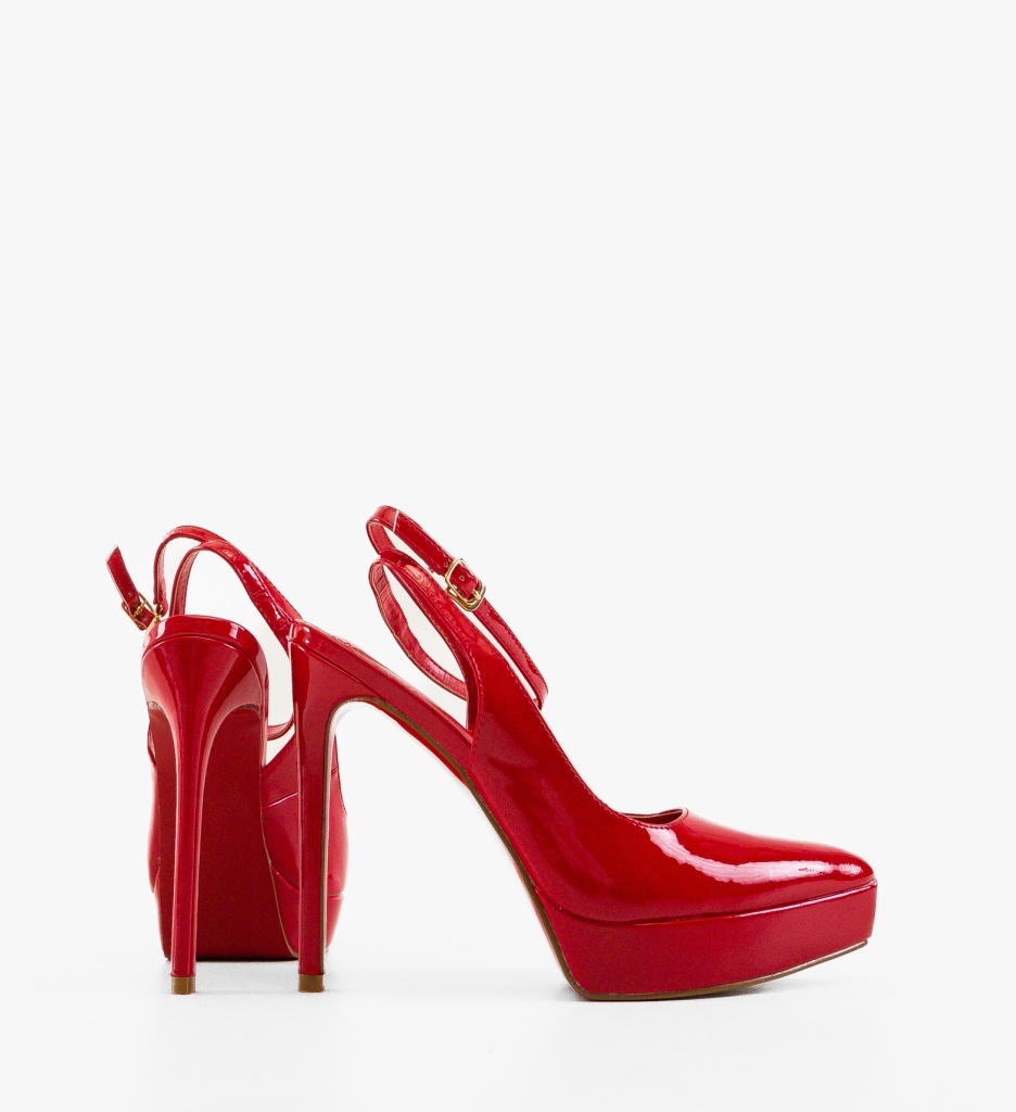 Pantofi dama Sarinne rosii eleganti cu toc - imagine 5