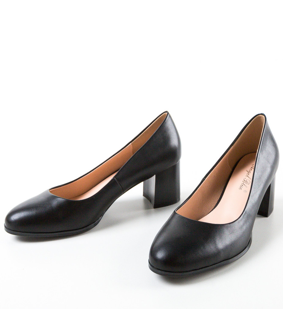 Pantofi dama Mined Negri eleganți cu toc - imagine 5