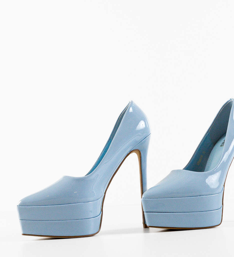 Pantofi Toc Albastru Eleganți Dama - imagine 9