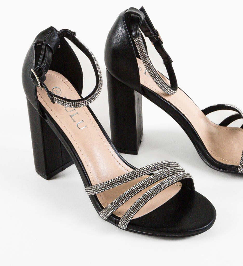 Sandale Awotwi Negre cu Toc Elegante - imagine 4