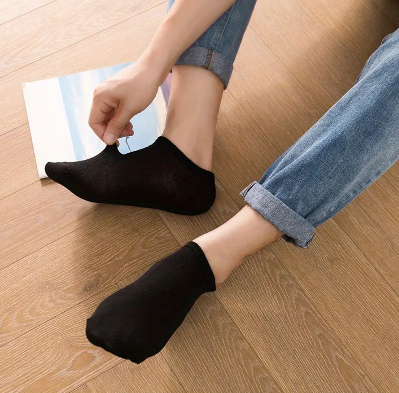 Set 10 Sosete Negre Scurte Bărbați | Calitate Premium