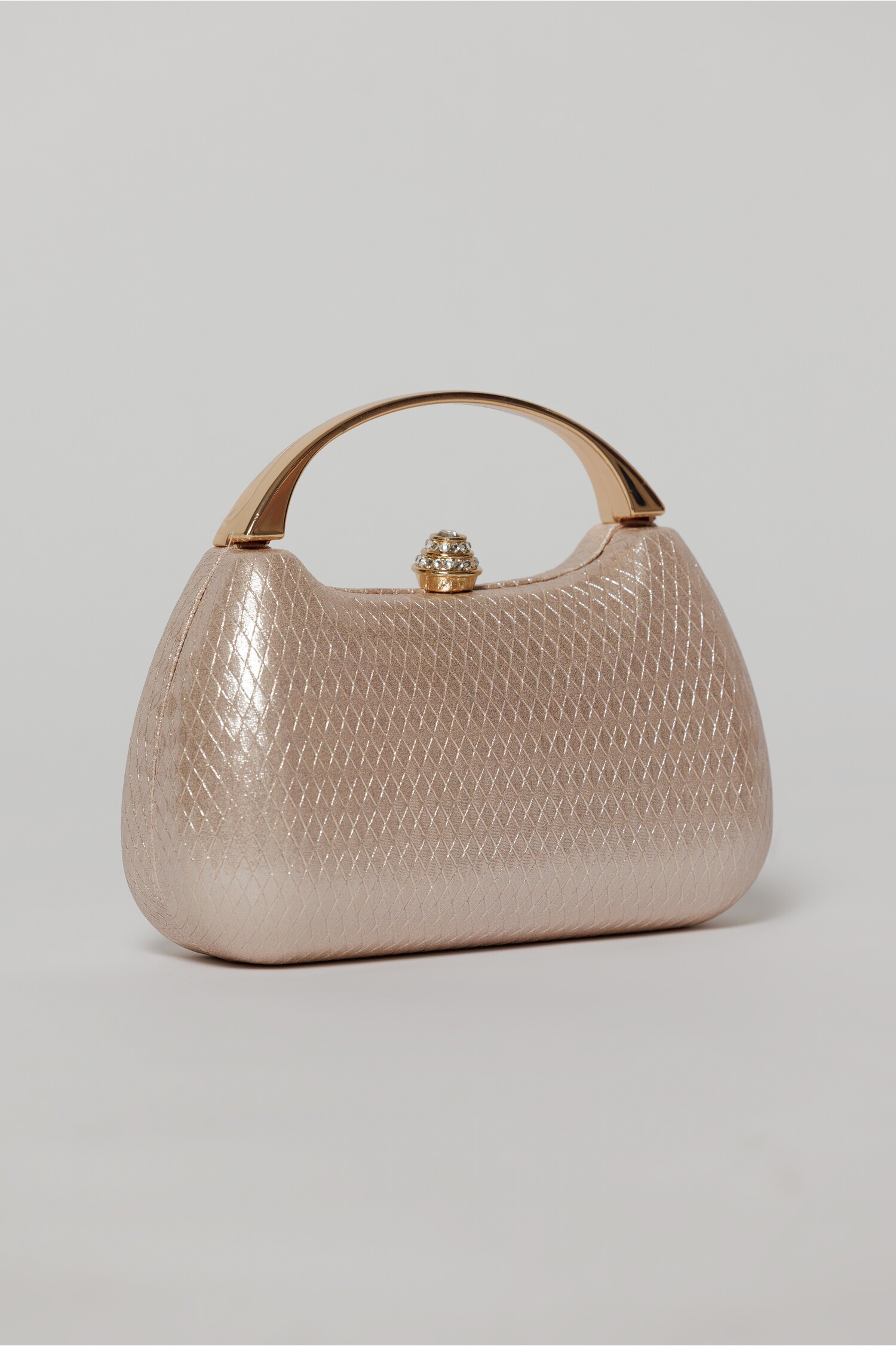 Clutch Champagne Elegant cu Mâner Auriu