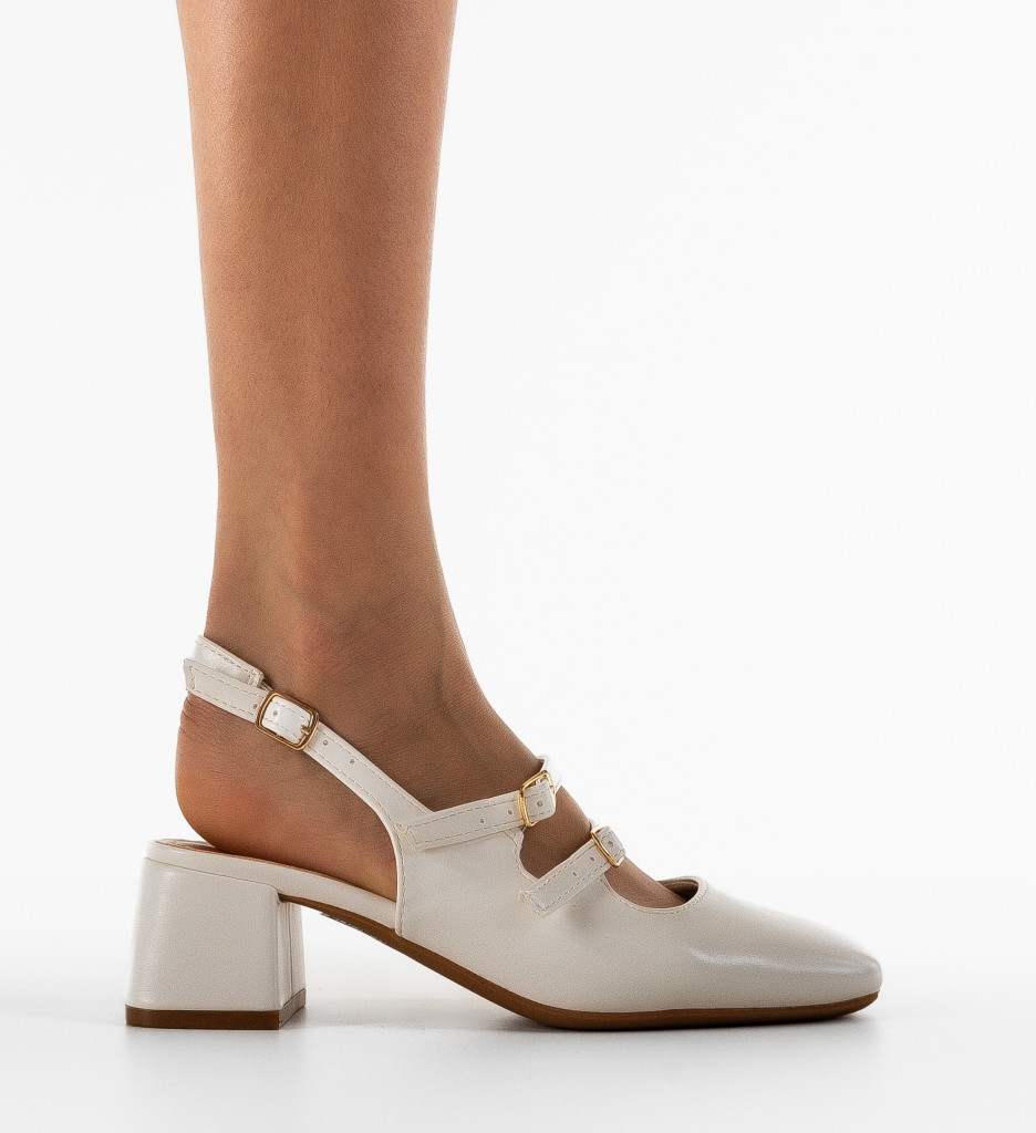 Pantofi Drina Albi cu Toc - Eleganță și Stil - imagine 4