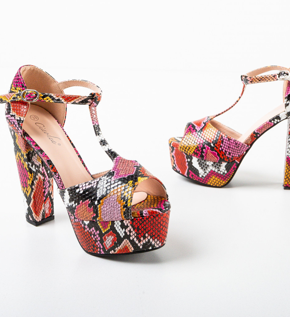 Sandale Dama Decker Rosii cu Toc Elegante - imagine 4