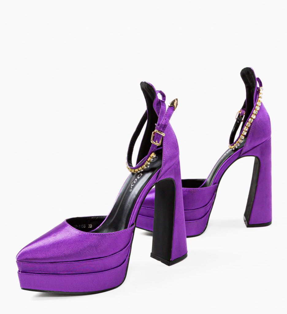 Pantofi dama Leydey Mov cu toc elegant - imagine 12