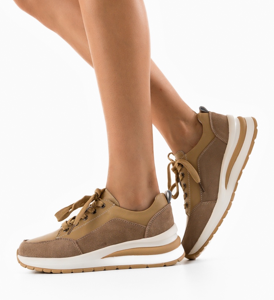 Sneakers Dama Likolas Bej | Stil Urban Confortabil - imagine 4