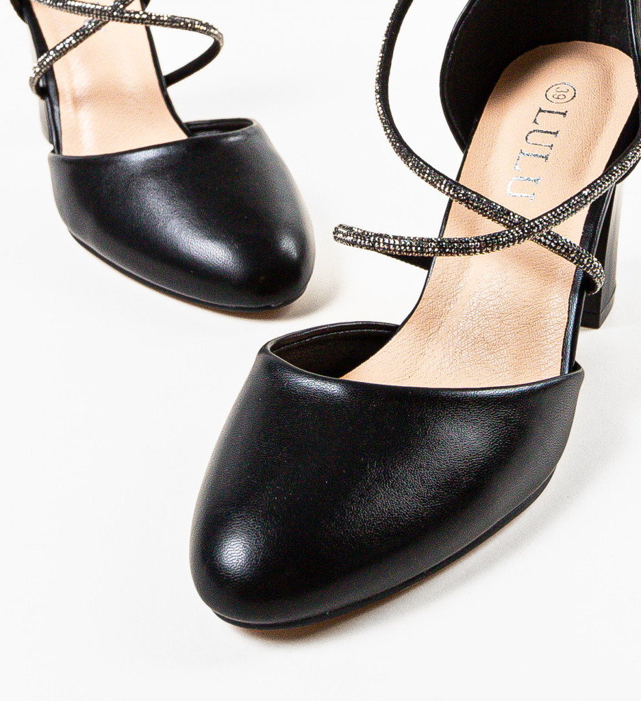 Pantofi dama Ochen negri eleganți cu toc - imagine 6