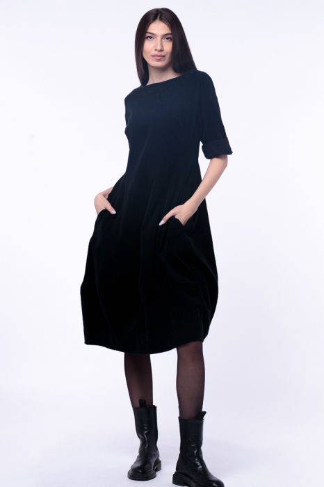 Rochie Catifea Neagră Shopika | Eleganță și Stil