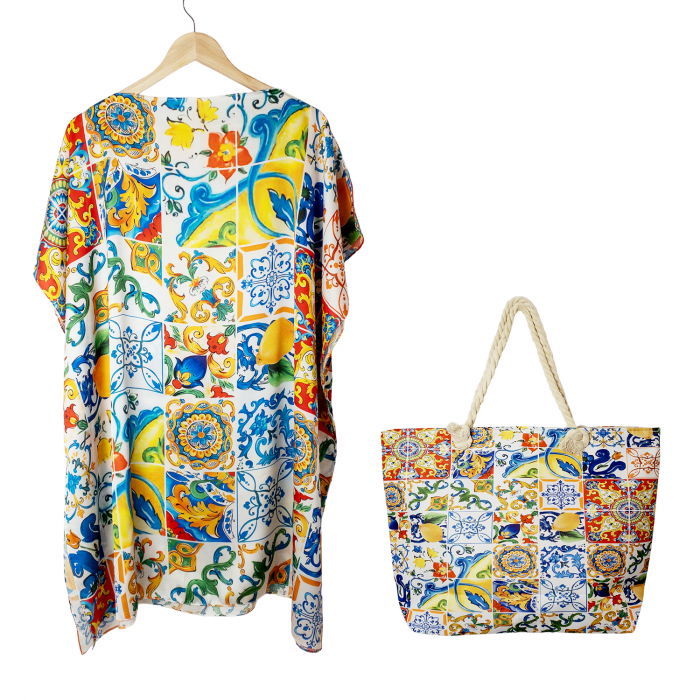 Set poncho mătase & geantă marocană vară