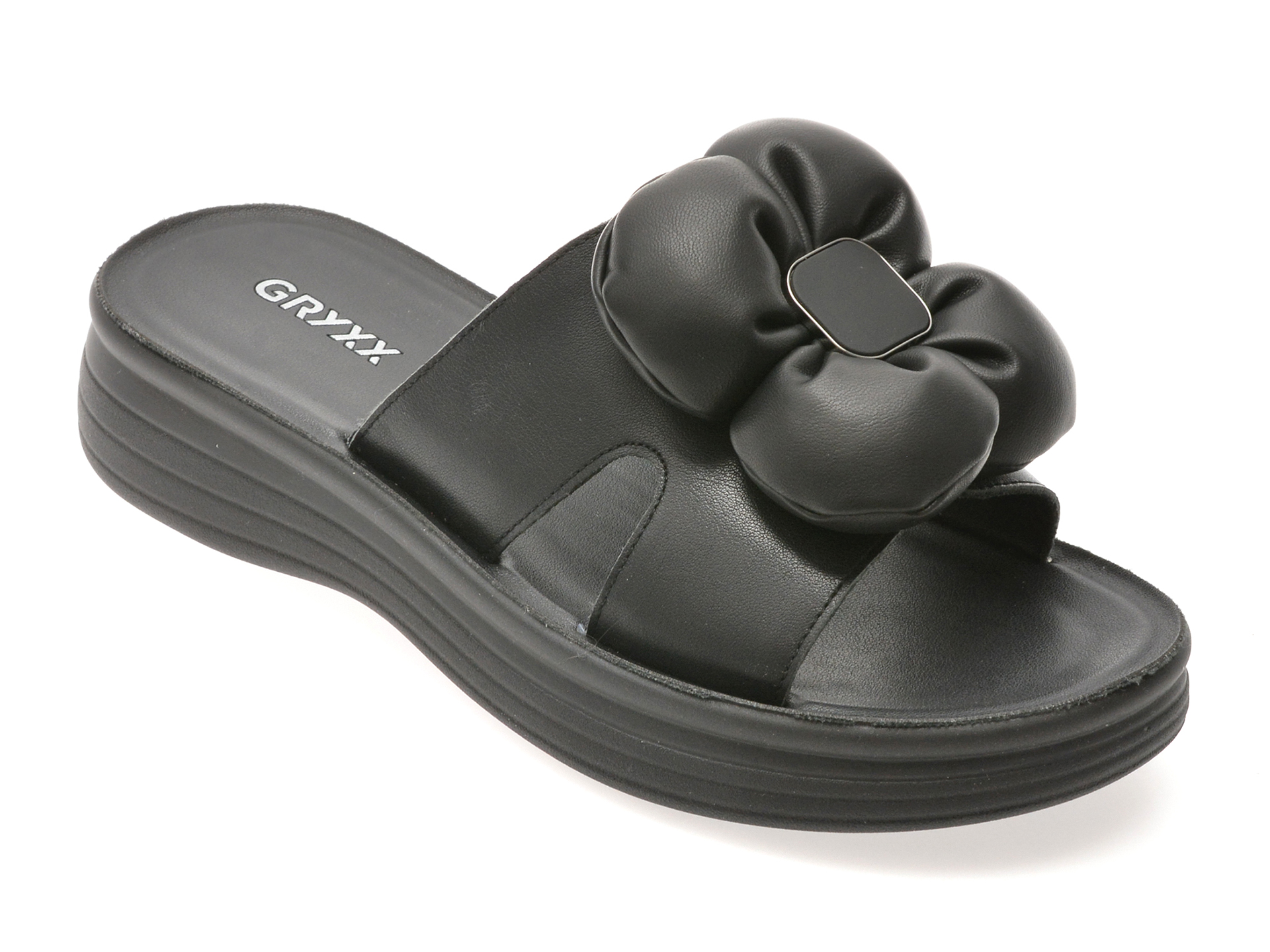Papuci GRYXX negri din piele naturală | Confort