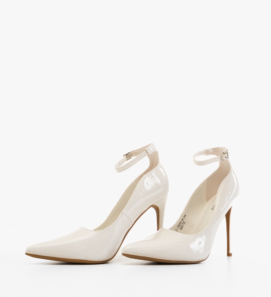 Pantofi Dama Aliya Albi cu Toc Elegant - imagine 2