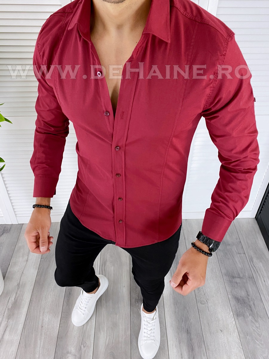 Camașă Bărbați Grena Slim Fit Elegantă