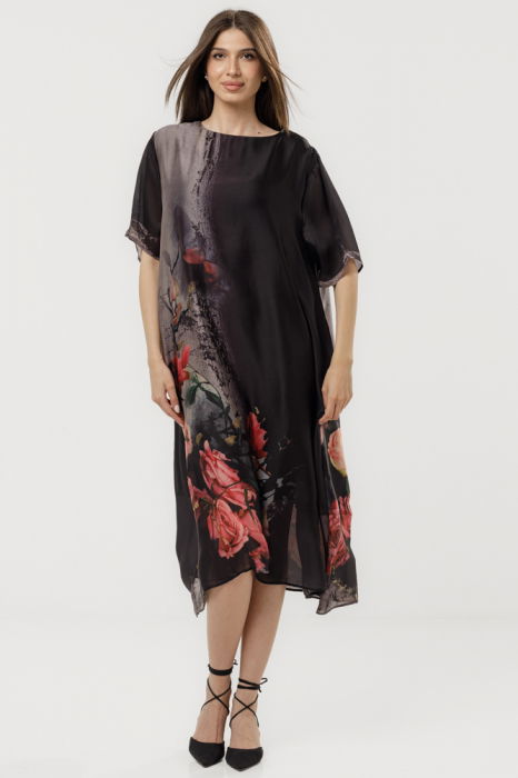 Rochie Neagră Elegantă Satinată | Shopika