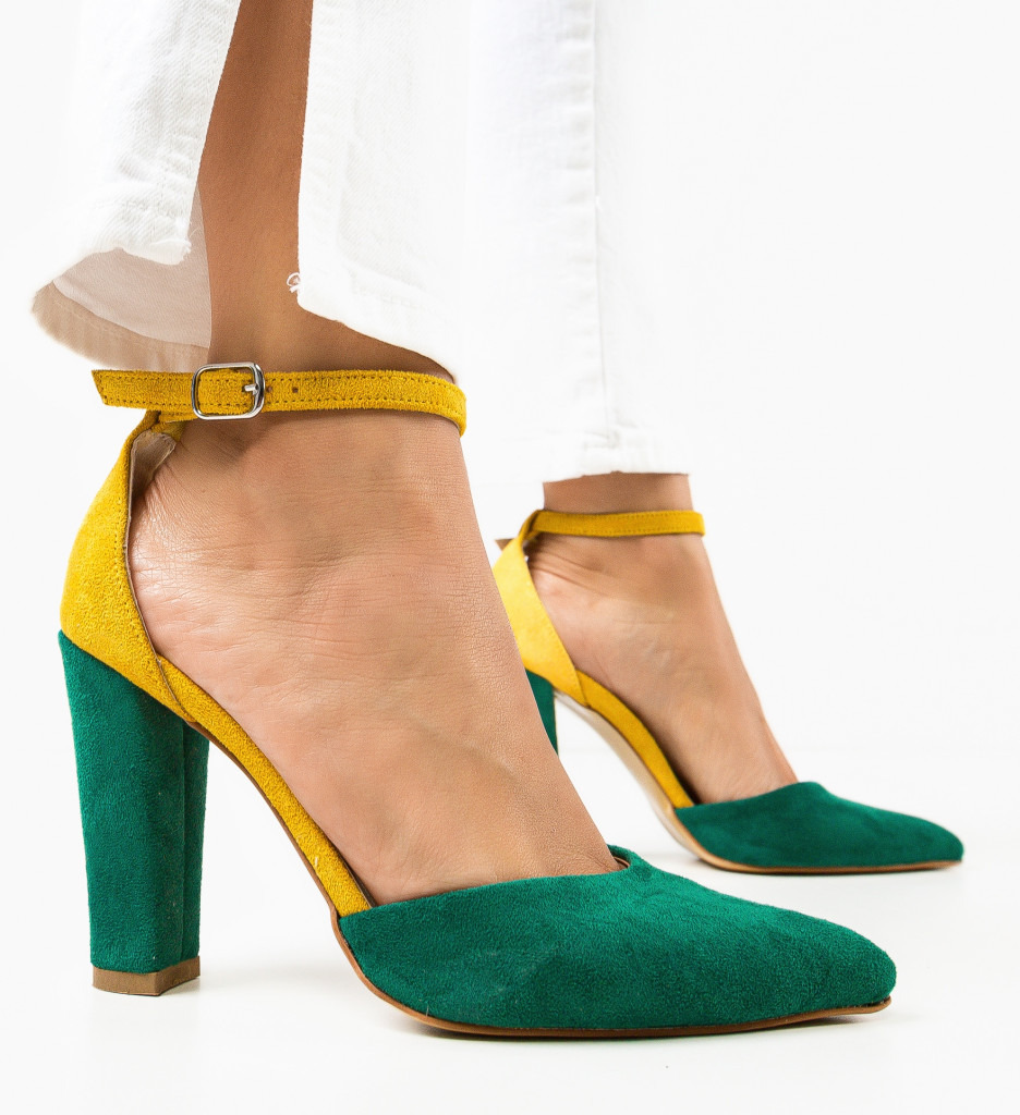 Pantofi dama Gizmo Verzi cu toc elegant - imagine 3